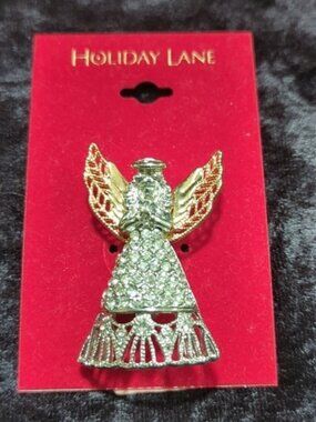 Holiday Lane Silver Pave Angel Pin - Never Worn